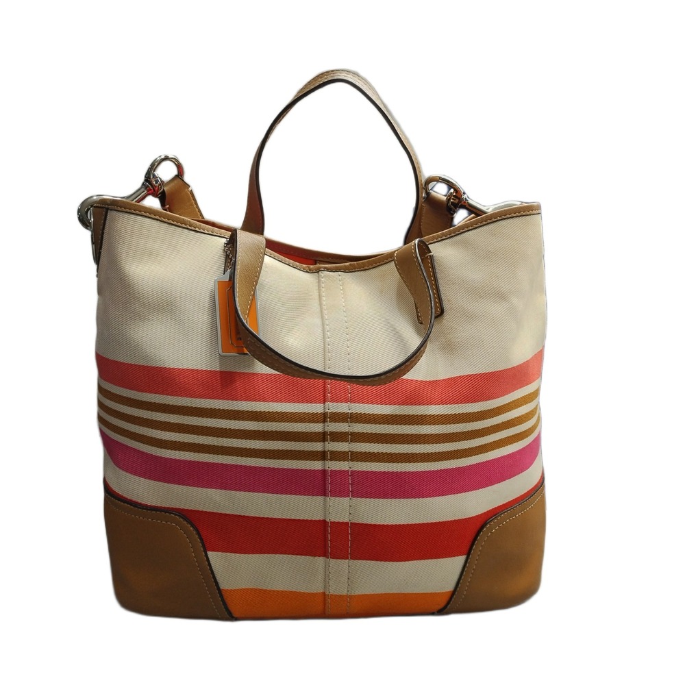Coach Hadley Stripe Duffle Bag Womens Multi Detachable Strap Magnetic Closure
